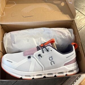 On Running Kids' Sneakers in White, Pink, and Orange